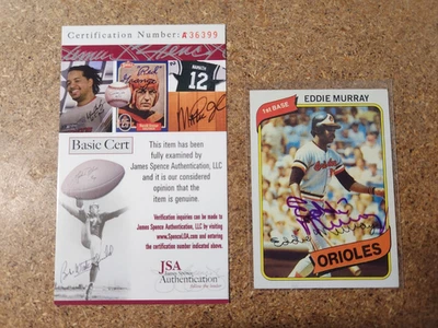 Eddie Murray Signed 1980 Topps 160 Orioles HOF Autograph JSA auto Hof signed - Image 1 of 4