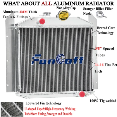 4 Row Aluminum Radiator For 1949-52 1950 Studebaker Pickup 2R5/2R6 2R10/2R11 MT Foto 1 de 4