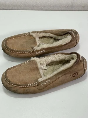 UGG Ansley Suede Moccasin Slippers Shoes  3312 Women Tan 8 - Image 1 of 4