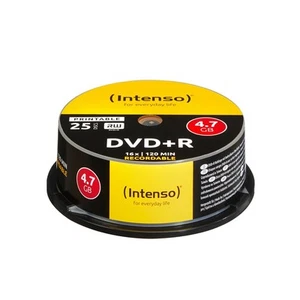 Intenso DVD+R 4,7GB/120 min. bedruckbar Cakebox/Spindel mit 25 Discs Rohlinge - Bild 1 von 2