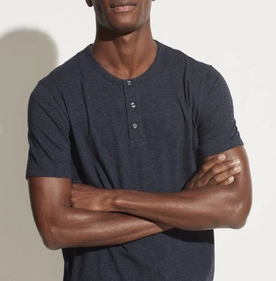 Camiseta Henley Vince Para Hombre Azul Mini Rayas Talla M Foto 1 de 4