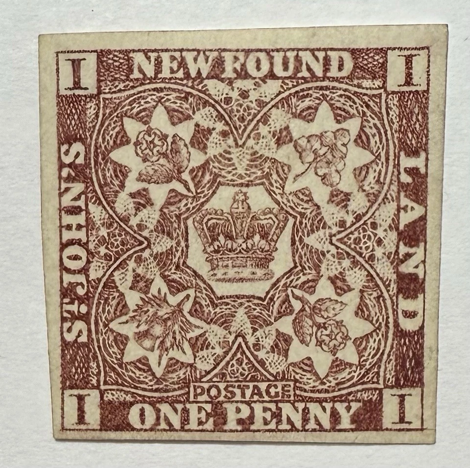 Newfoundland #15Ai 1861 1d chocolate brn. Heraldic Flowers MNG/4 mrgn; $250 UCV - Image 1 of 3