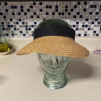 Sombrero Scala Visera Sol Verano Playa Sombra Cinta Negra Roseta De Colección Foto 1 de 4