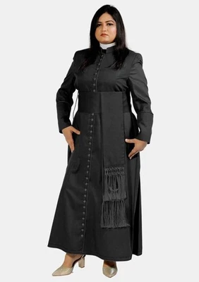 Bata de sotana negra de 33 botones | Batas de pastor | Bata de clero de sacerdote Disfraz Cruz Foto 1 de 4