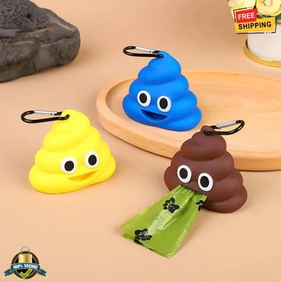 Portable Silicone Dog Poop Bag Dispenser with Clip Pet Waste Holder Travel - Image 1 of 4