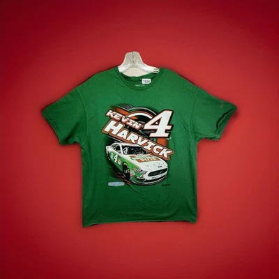 Camisa Kevin Harvick NASCAR Stewart Hass Racing Para Hombres XL Doble Cara Verde Algodón Foto 1 de 4