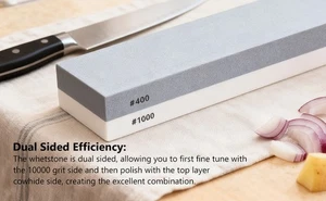 400 1000 Dual Sided Knife Sharpening Whetstone Stone for Kitchen Grey White - Picture 1 of 6