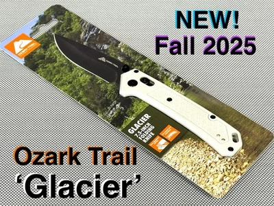 NEW 2025 Ozark Trail GLACIER Slide Lock 7.5” White Handle Folding Pocket Knife - Image 1 of 2