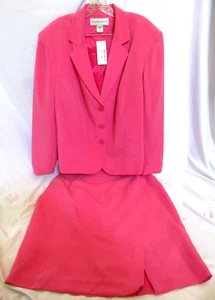 Jones New York Womens Fushia 100% Silk Jacket Skirt Suit Lined SZ 18W NWT* - Picture 1 of 14
