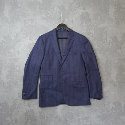 Guabello 3-Piece Suit Set Men's 48R  W32 X L30 Navy 100% Wool Check Fit Set - Image 1 of 4