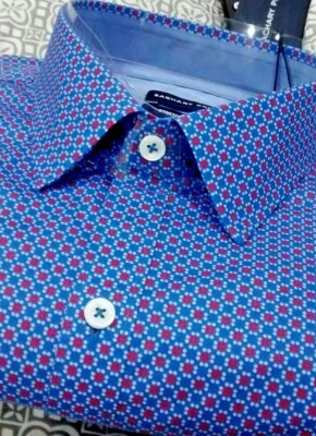 NUEVO CON ETIQUETAS Zachary Prell Hombre 5(XL) Manga Corta Camisa Abotonada Geométrica Pentágonos Foto 1 de 4