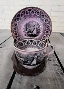 Antique Everard, Colclough & Townsend 1840-45 Transferware Cup & Saucer, England - Picture 1 of 11