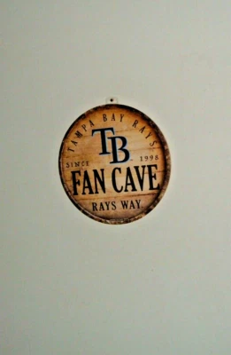 TAMPA BAY RAYS 14" ROUND WOODEN SIGN BLUE AND BLACK LETTERS  NEW - Image 1 of 2