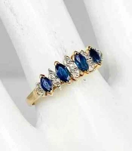 2.20 CT Marquise Cut Lab-Created Sapphire Women's Band 14K Yellow Gold Plated - Picture 1 of 4