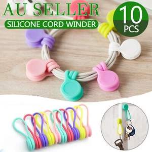 10Pcs Magnetic Tie Cable Organiser Headphone Earphone Cord Winder Holder Clip AU - Picture 1 of 12
