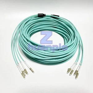 50m LC-LC MM 4 Strand Armored 10G OM3 Fiber Cable Fiber Optic Jumper Patch Cord - Afbeelding 1 van 8