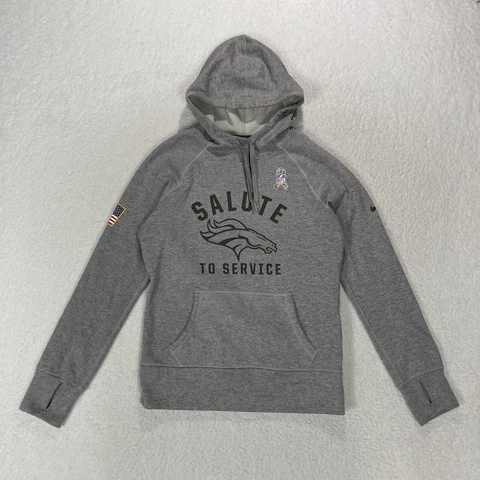 NIKE Denver Broncos Hoodie Women Small NFL Salute to Service Thumb Holes Cover