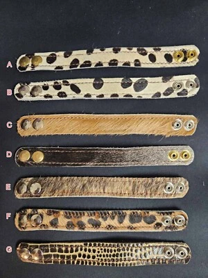 ONE Cuff Snap Bracelet - Leather & Calf Hair - Western Animal Vibes - YOU PICK - Image 1 of 4