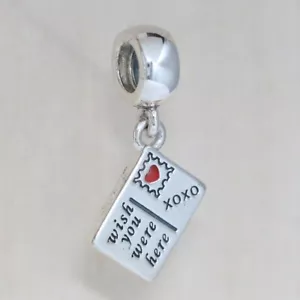 New Authentic Pandora Charm Wish You Were Here 791711ENMX W Tag & Suede Pouch - Picture 1 of 8