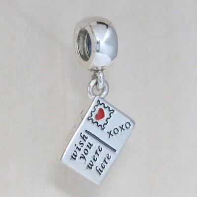 New Authentic Pandora Charm Wish You Were Here 791711ENMX W Tag & Suede Pouch - Image 1 of 4