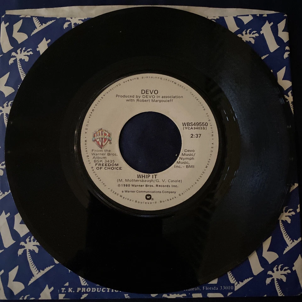 45 RPM 7" Record Devo Whip It & Turn Around 1980 Warner Bros Records WBS49550 - Image 1 of 2
