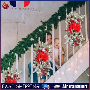 Staircase Wreath Ornament Christmas Wreath Door Window Decoration (Red) FR