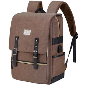 Vintage Laptop Backpack For Women Men15.6 Inch Bookbag Casual Daypack With Usb C - Picture 1 of 6