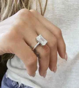 Fede Nuziale Certificata IGI 3Ct Taglio Smeraldo Diamante Coltivato in Laboratorio 950 Platino - Foto 1 di 14