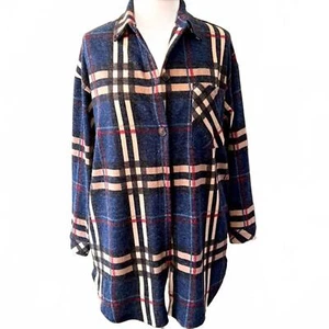 Cozy Oversized Plaid Shirt by My Style - Picture 1 of 6