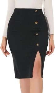 🆕️🏷 Allegra K Sweater Skirt Stretchy Split Ribbed/Knit Pencil - black - S - Picture 1 of 17