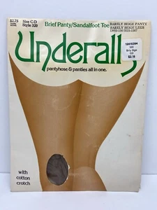 NOS Hanes Underalls Pantyhose & Panties Sandalfoot Sz CD Color Barely Beige #320 - Picture 1 of 8