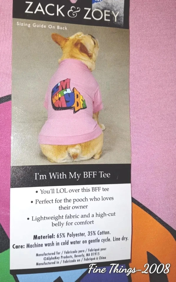 Собака домашних животных футболка розовый размер большой дышащий эластичный "Я с моим BFF" новый с Ярлыками - Изображение 1 из 4