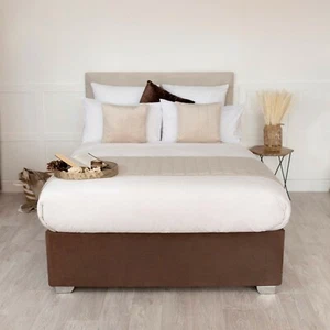Base envolvente de sofá cama de ajuste profundo cenefa gamuza sintética todas las tallas 48 cm de profundidad en chocolate - Imagen 1 de 3