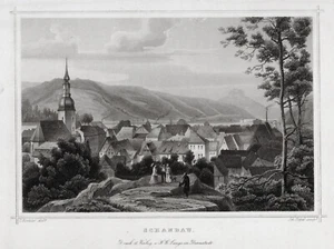 Bad Schandau: Gesamtansicht. Originaler Stahlstich Poppel um 1860 - Bild 1 von 1