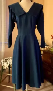 VTG GUNNE SAX BY JESSICA MC CLINTOCK CHAMBRAY LONG SLV FLARED DRESS NO SZ LABEL - Picture 1 of 19