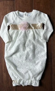 Beautiful Koala Baby Boutique Ivory Lace Overlay Infant Gown Size 0-6 months - Picture 1 of 11