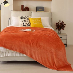 Flannel Fleece Blankets King Size Throw Bed Blanket Soft Lightweight - Picture 1 of 60