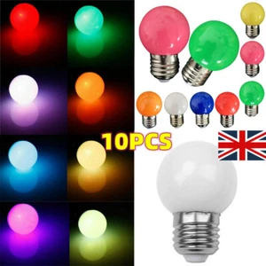 10Pcs 1W LED Coloured ES E27 Golf Ball Light Bulb Lamp Red/Yellow/Green/Blue` - Picture 1 of 12