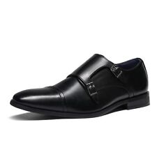 Men Dress Loafer Shoes Monk Strap Slip On Loafers Casual Work Shoes Black Shoes