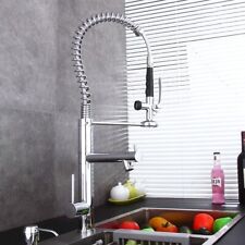 Commercial Kitchen Sink Spring Faucet Pull Down Spray Chrome Stainless High Arc