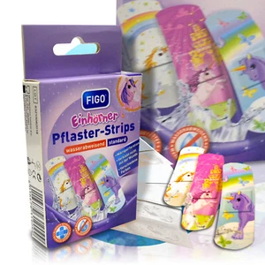 FIGO Pflaster-Strips Kinderpflaster Einhorn Einhörner 10/40/100 Strips - Bild 1 von 3