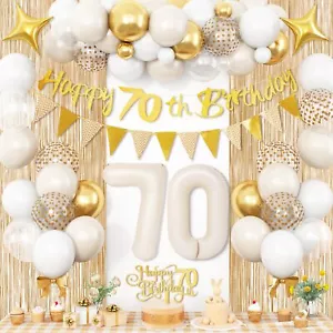 70th Birthday Decorations for Women Sand White Gold 70th Birthday Balloons wi... - Picture 1 of 8