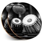2 x Untersetzer BW - Tabla Drum Musik Indien Volk #38592