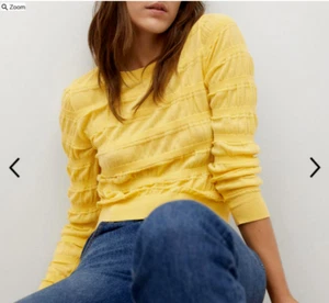 Mango Yellow Ruched Detail Jumper Medium UK 10 - 12 - Picture 1 of 16