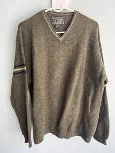 VTG Abercrombie Fitch Sweater Mens XL Brown Knit Shetland Wool Fisherman 90s - Picture 1 of 3