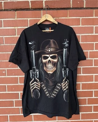 Camiseta Skull Grunge Para Hombre Vaquero Occidental Pistola Sheriff Doble Cara Grunge XL Foto 1 de 4