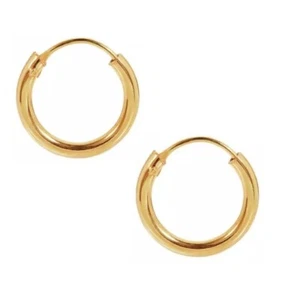 10mm Hoop 18ct Gold Filled Ear Hoops Hinged Earrings Men Women Small 1Pair - Picture 1 of 2