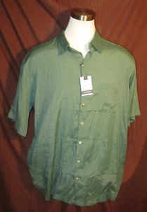Van Heusen Air Camicia Uomo Manica Corta con Bottoni, Misto Rayon, Verde, 2XLT, Nuova - Foto 1 di 8