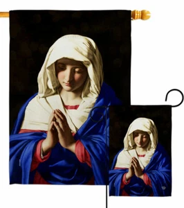 Virgen en Oración Jardín Bandera Fe Religiosa Decorativa Regalo Patio Casa Bandera - Imagen 1 de 17