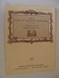 Twelve Easy Domenico Scarlatti Sonatas 1950 ed.  Mirovitch  music book - Picture 1 of 1